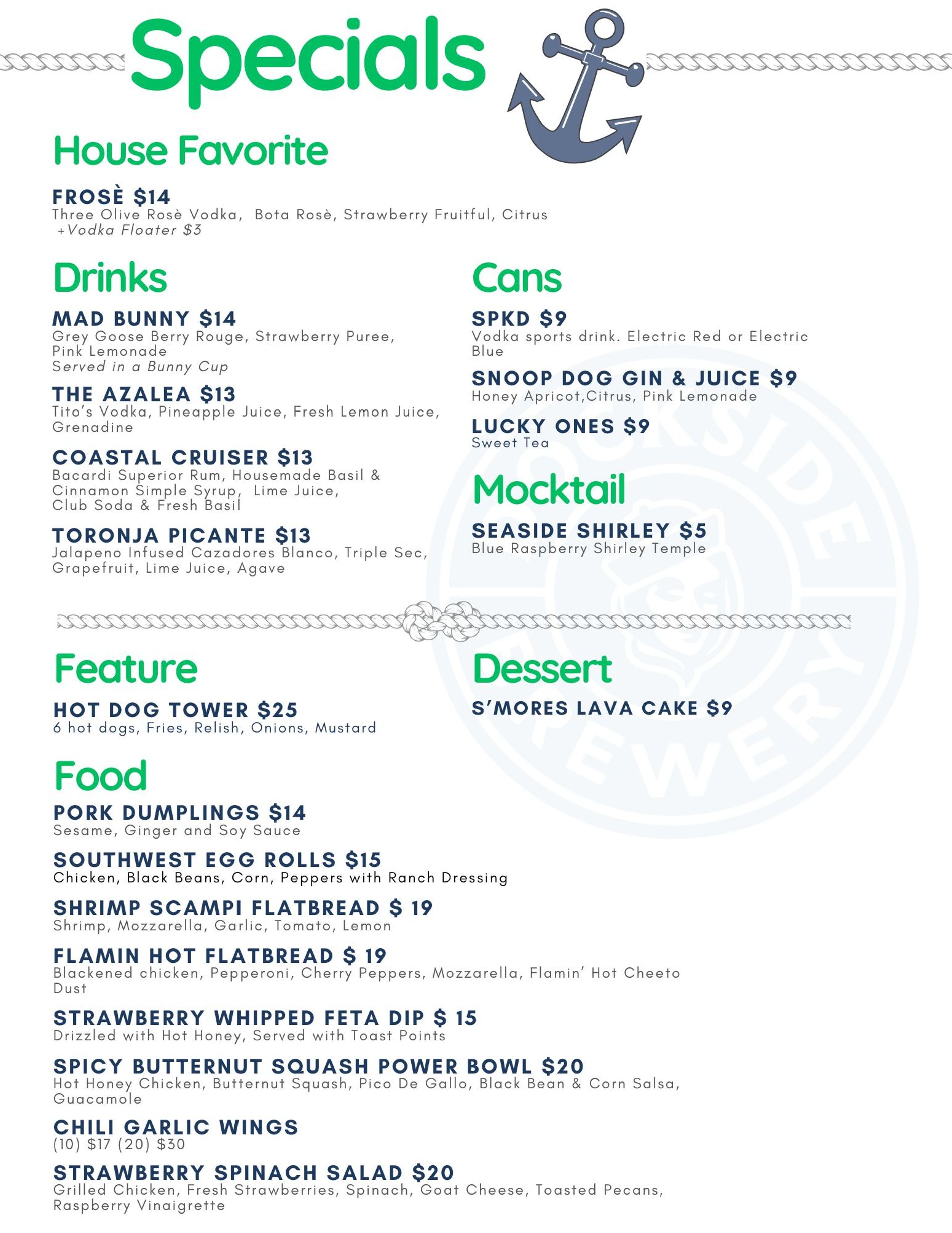 Dockside's April Specials and Events