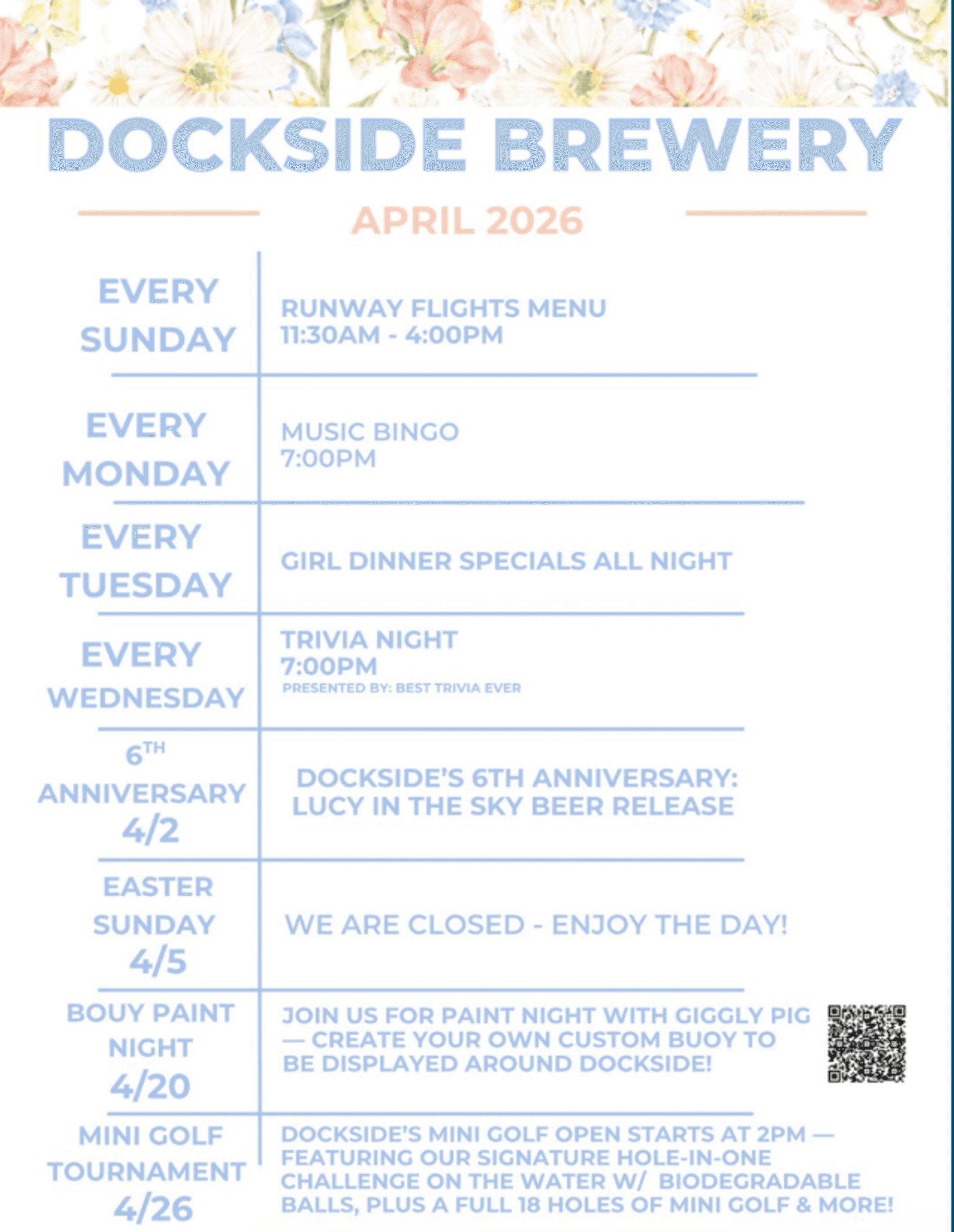 Dockside's April Specials and Events