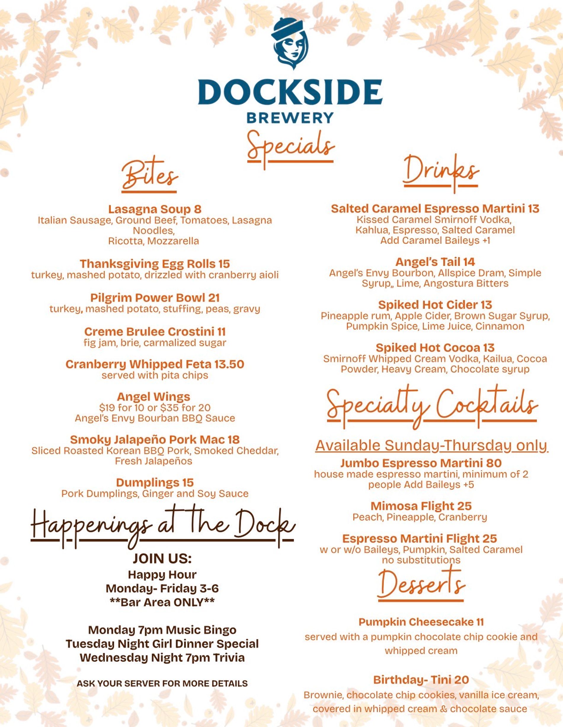 Dockside Brewery Igloo Park & Fall Specials
