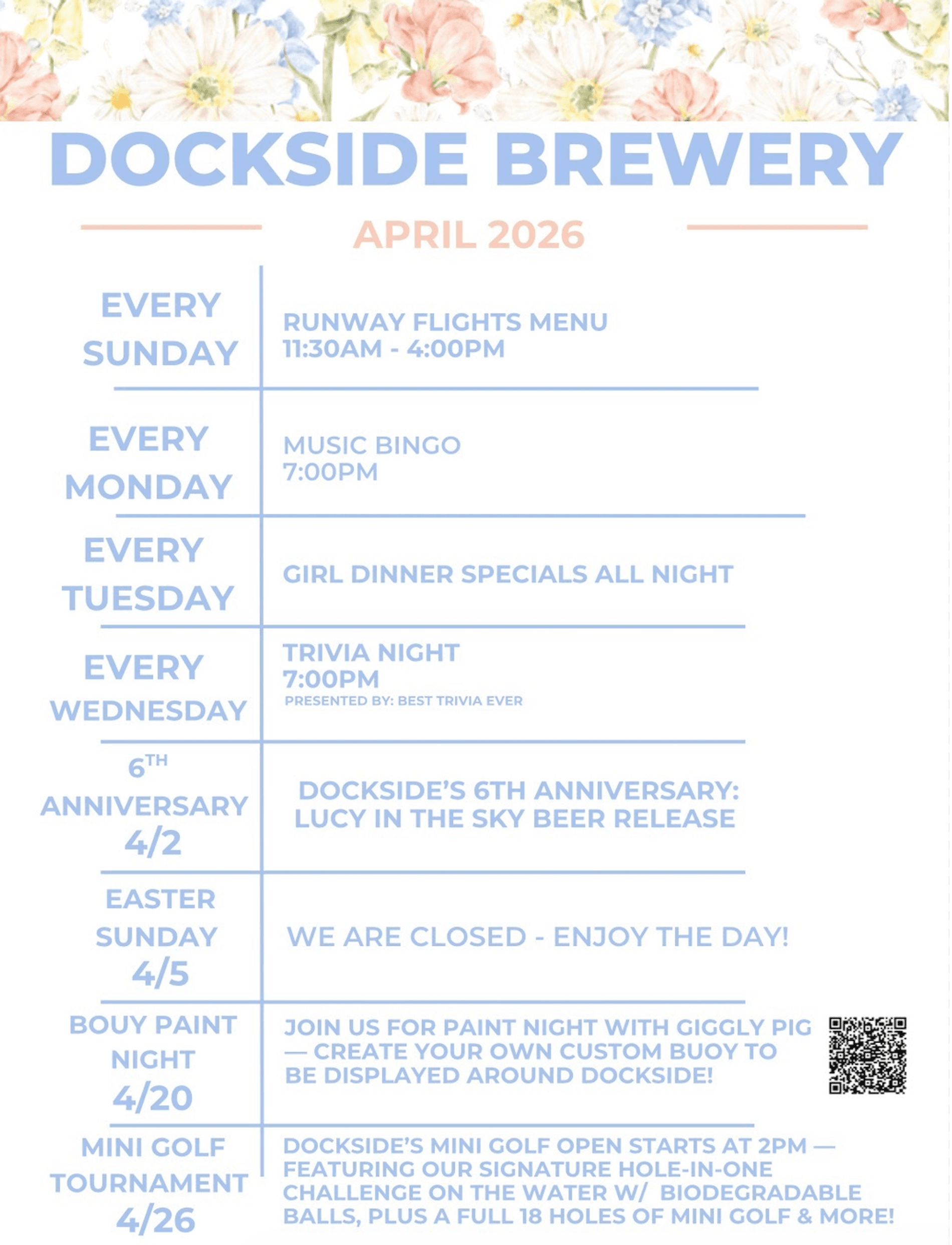 Dockside's April Specials